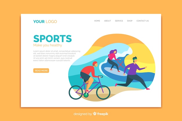 Free Vector flat sport landing page template