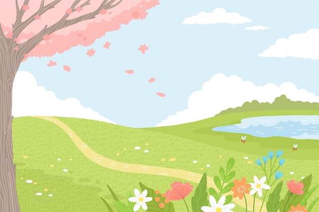 Free Vector flat spring background