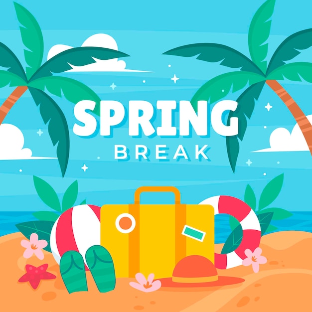 Free Vector flat spring break illustration