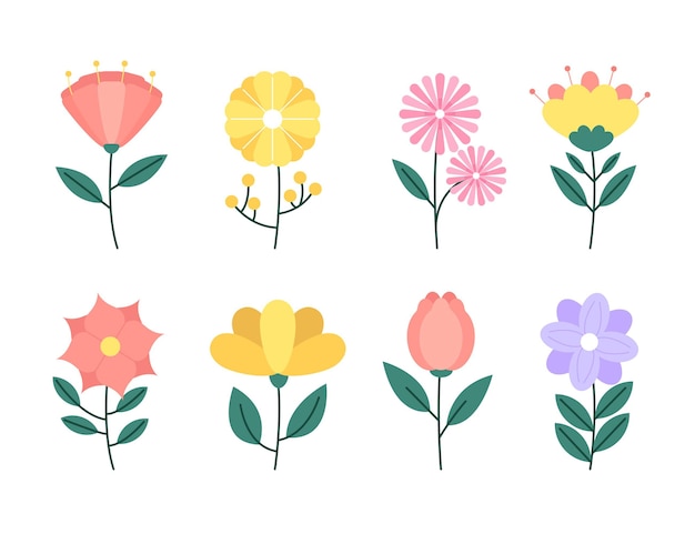 Free Vector flat spring flower collection