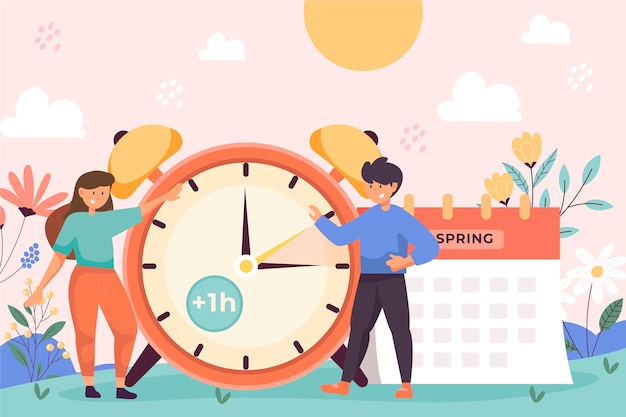 Free vector flat spring forward illustration