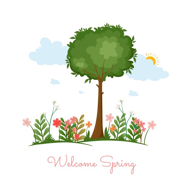 Free Vector flat spring illustration