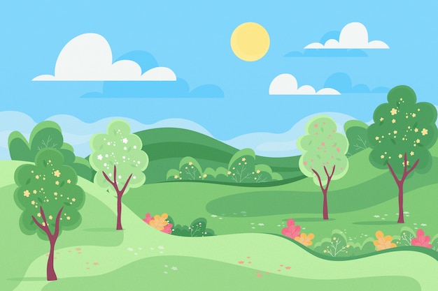 Flat spring landscape concept