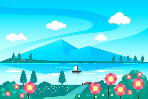 Free vector flat spring landscape