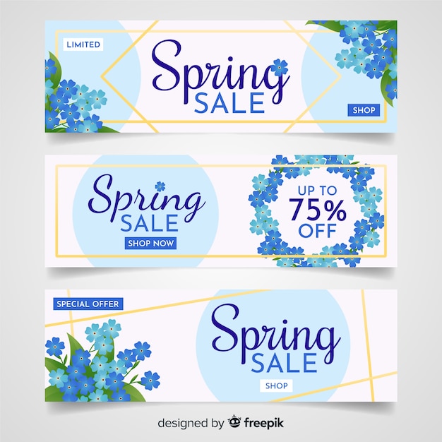 Free Vector flat spring sale banner