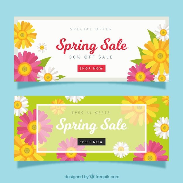 Free Vector flat spring sale banners