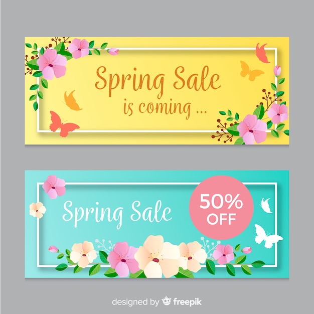 Free Vector flat spring sale banners