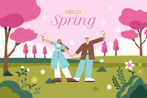 Flat spring time background