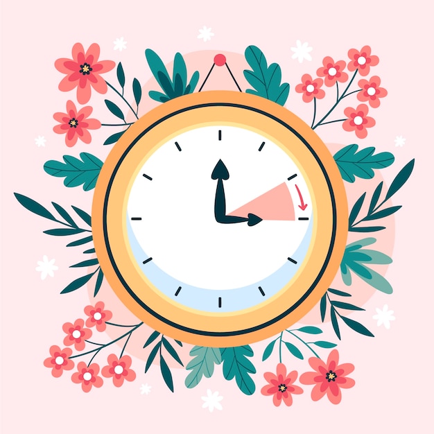 Free vector flat spring time forward illustration