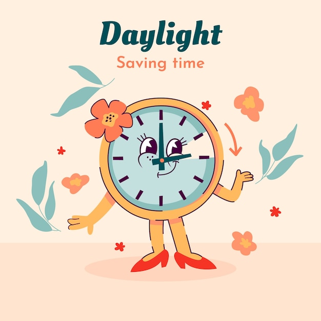 Free vector flat spring time forward illustration