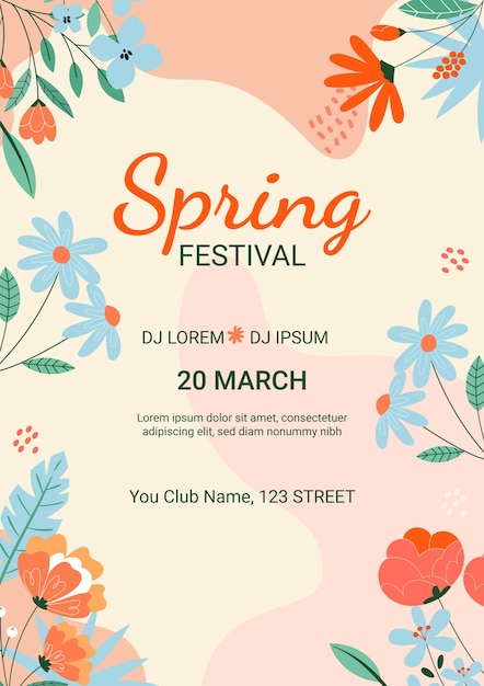 Free vector flat spring vertical poster template