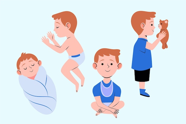 Free vector flat stages of a baby boy