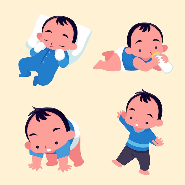 Free vector flat stages of a baby boy