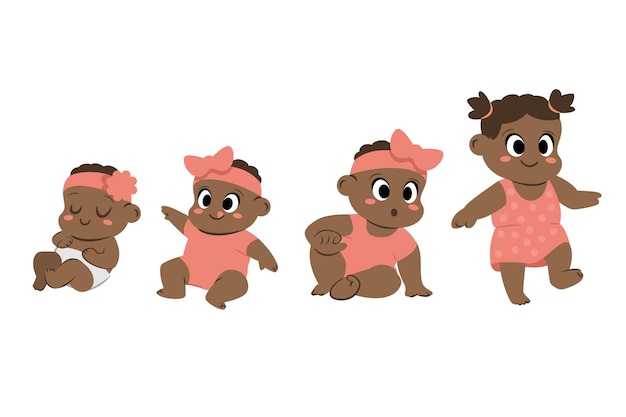 Free Vector flat stages of a baby girl illustration