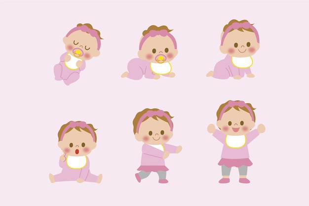 Free vector flat stages of a baby girl