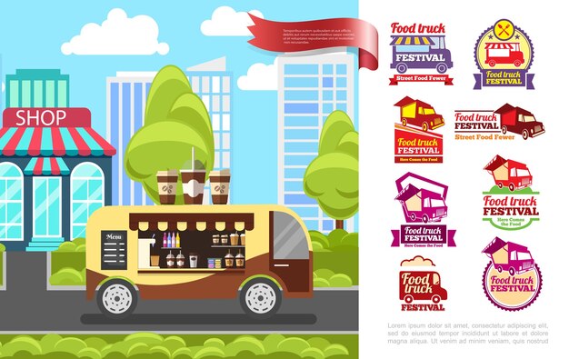 Free Vector flat street food concept 