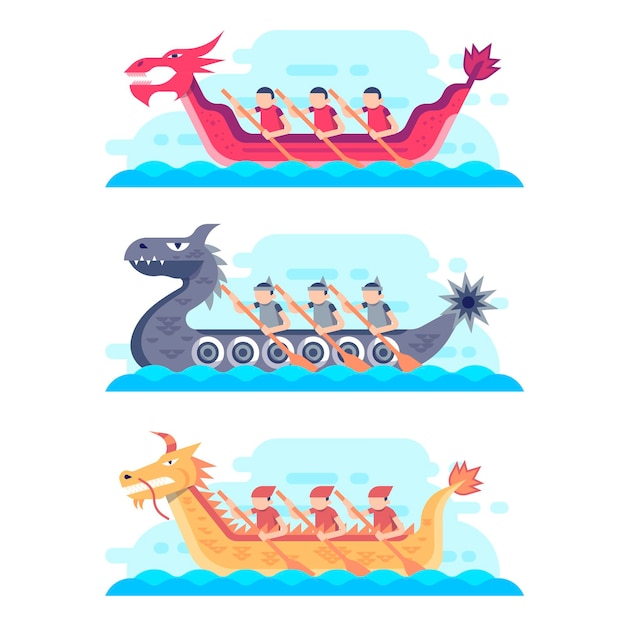 Free Vector flat style dragon boat collection