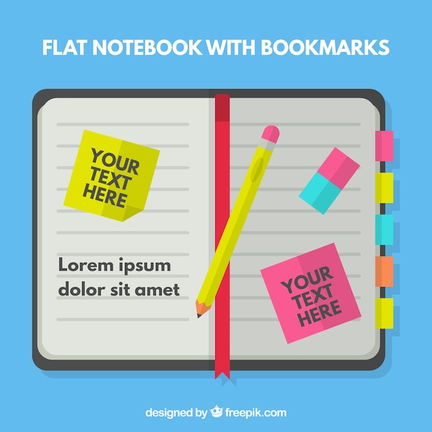 Free Vector flat style notebook with notes