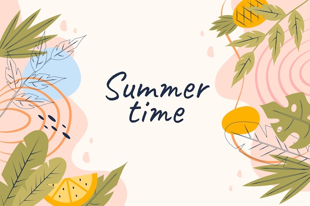 Free Vector flat summer background with leaves