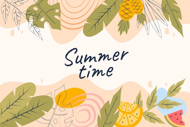 Free Vector flat summer background with leaves