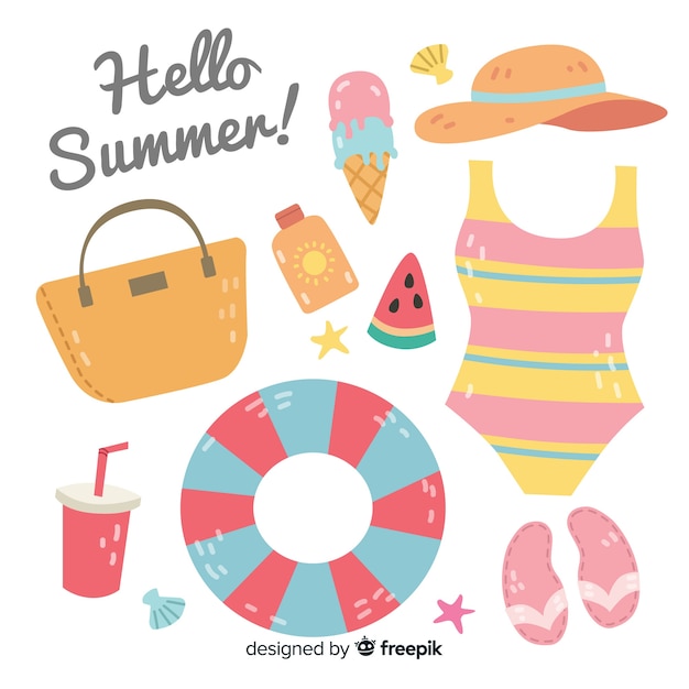 Free Vector flat summer element collection