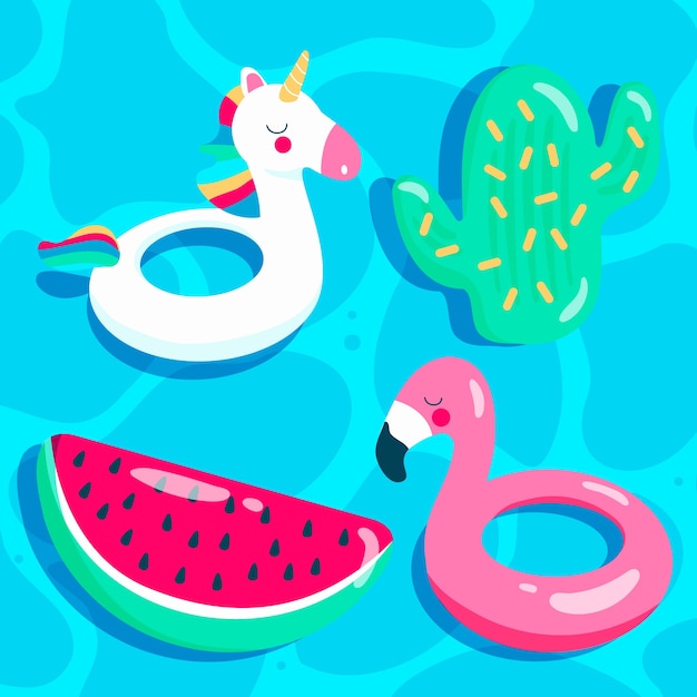 Free Vector flat summer elements collection