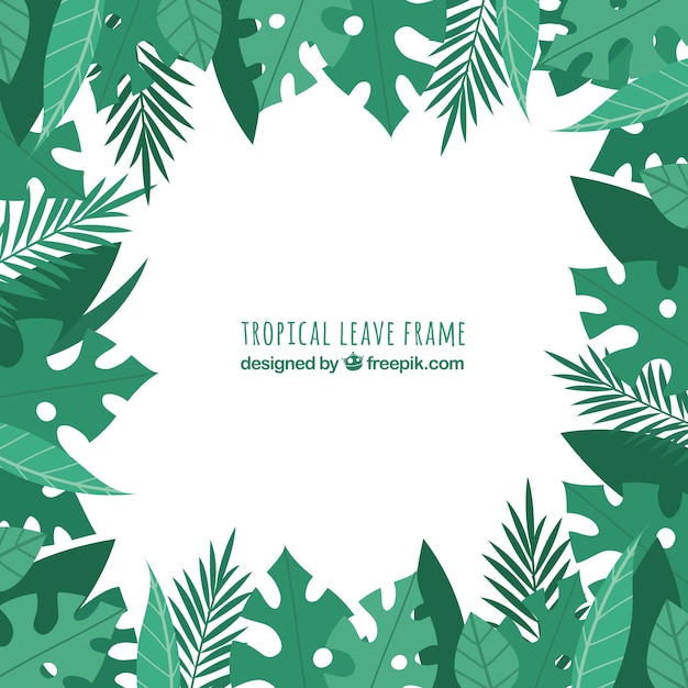 Free Vector flat summer frame with tropical leaves