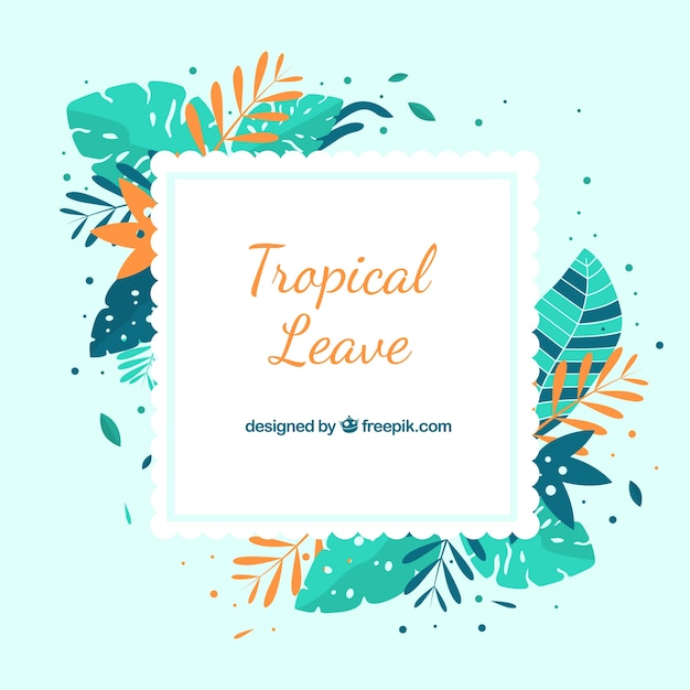 Free Vector flat summer frame with tropical leaves