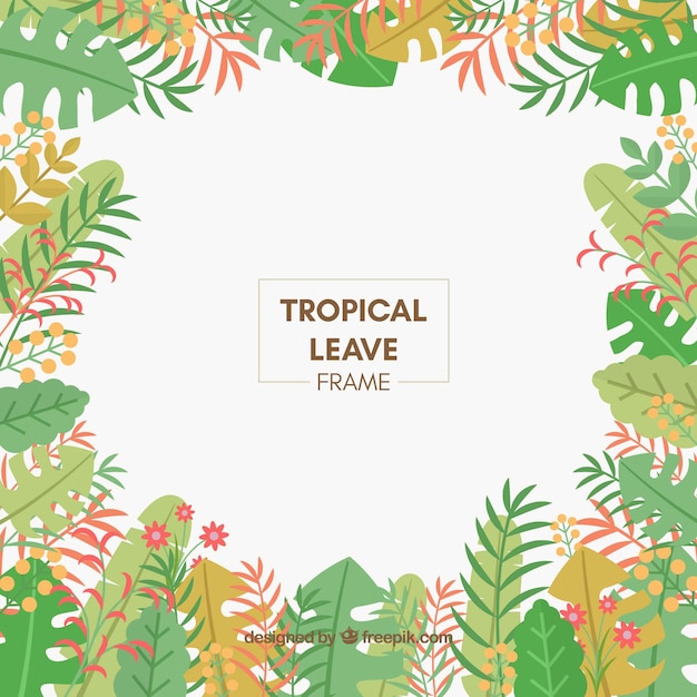 Free Vector flat summer frame with tropical leaves