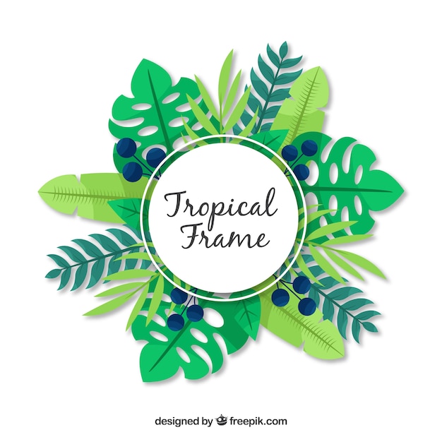 Free Vector flat summer frame with tropical leaves