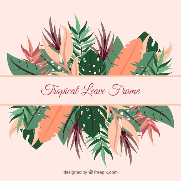 Free Vector flat summer frame with tropical leaves