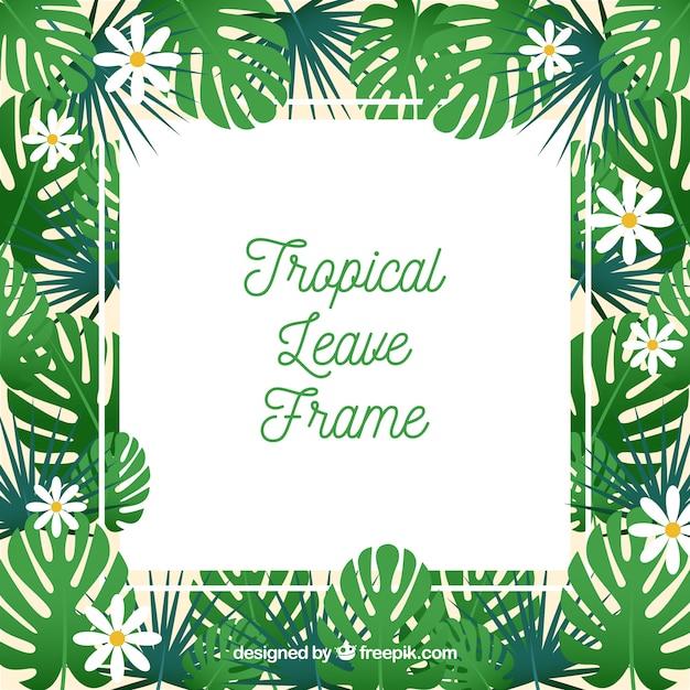 Free Vector flat summer frame with tropical leaves