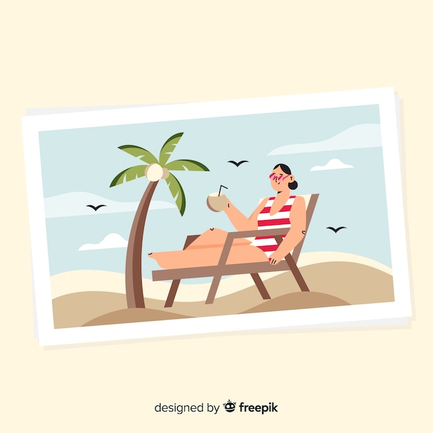 Free Vector flat summer holiday postcard