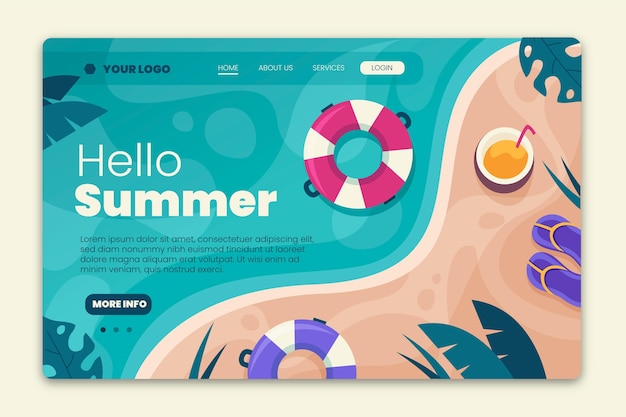 Flat summer landing page template