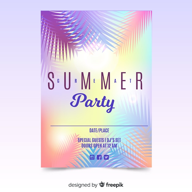 Free Vector flat summer party poster