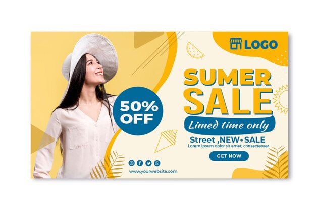 Flat summer sale banner template