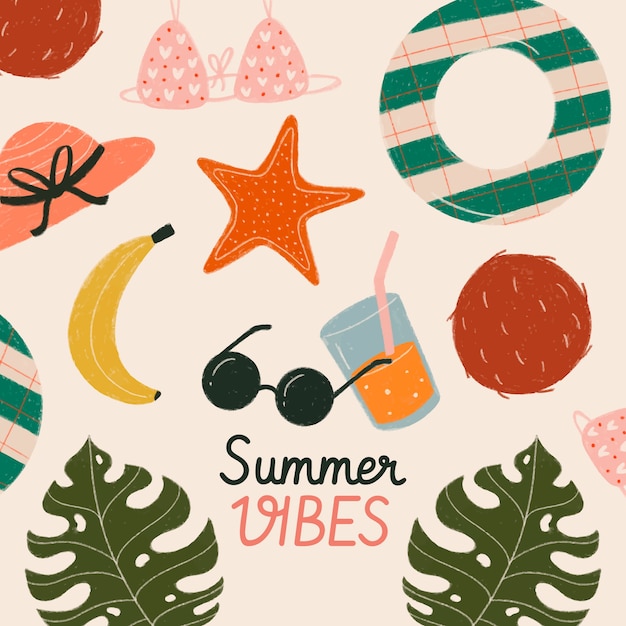 Free Vector flat summer vibes illustration