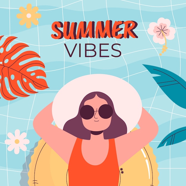 Free Vector flat summer vibes illustration