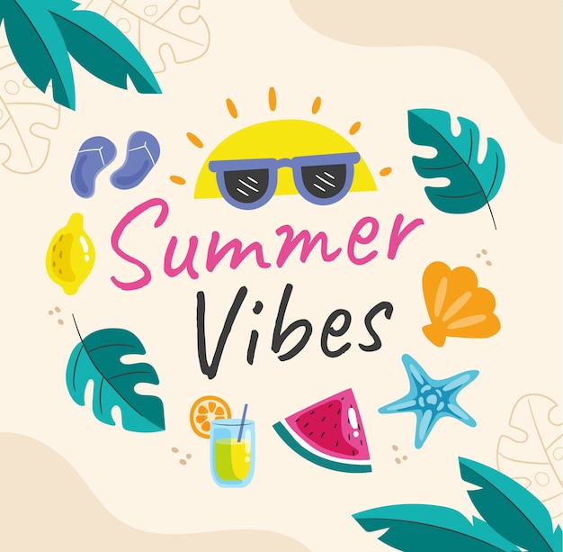 Free Vector flat summer vibes illustration