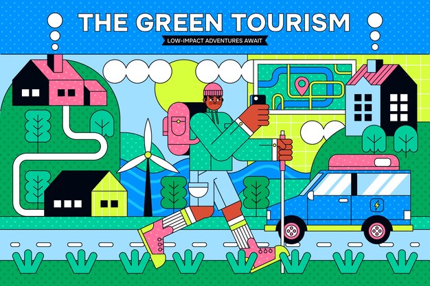 Free vector flat sustainable travel illustration