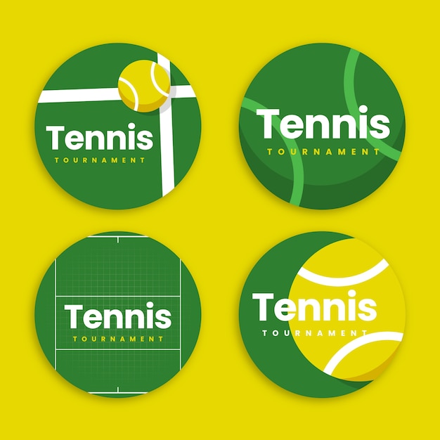 Free vector flat tennis labels collection