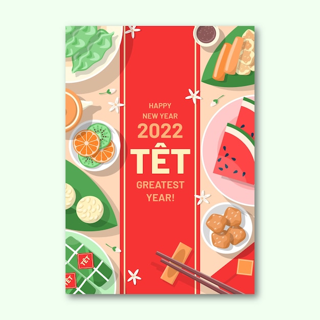 Free Vector flat tet greeting card template