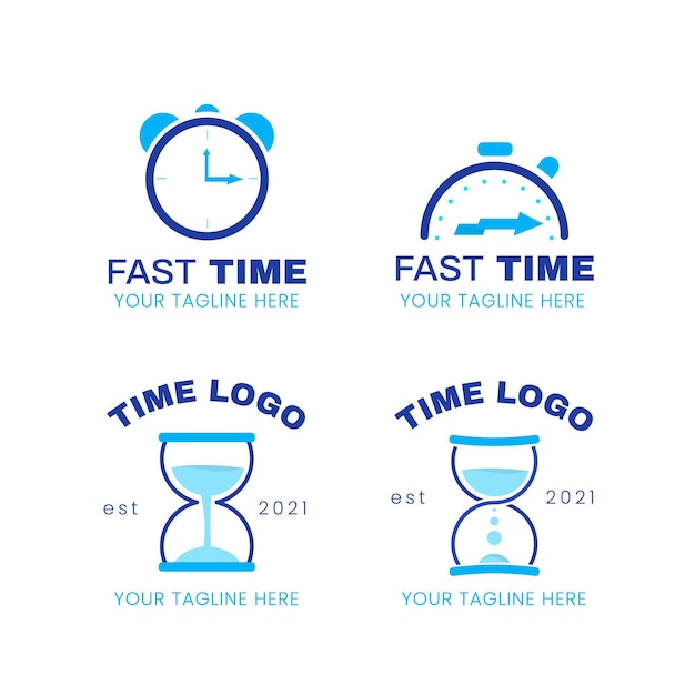 Free Vector flat time logo collection