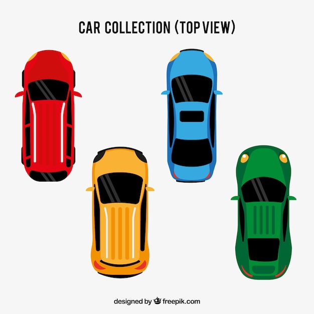 Free Vector flat top view car collection