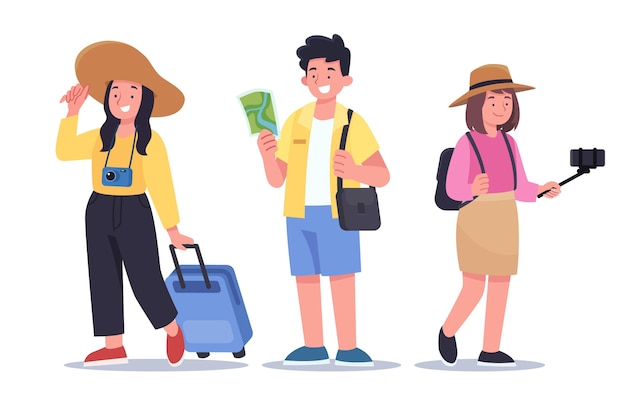 Free Vector flat tourists ready for holiday