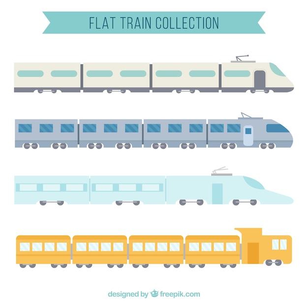 Free Vector flat train collection