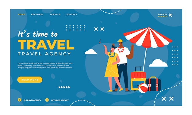 Free Vector flat travel agency landing page template