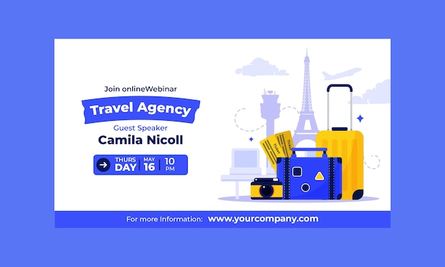 Flat travel agency webinar template