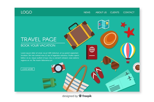 Free Vector flat travel elements landing page