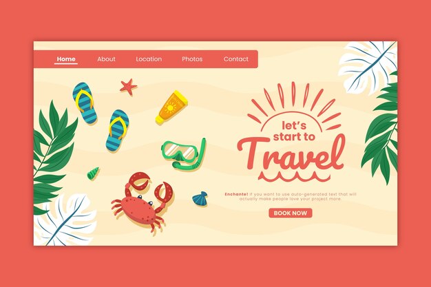 Free vector flat travel landing page template